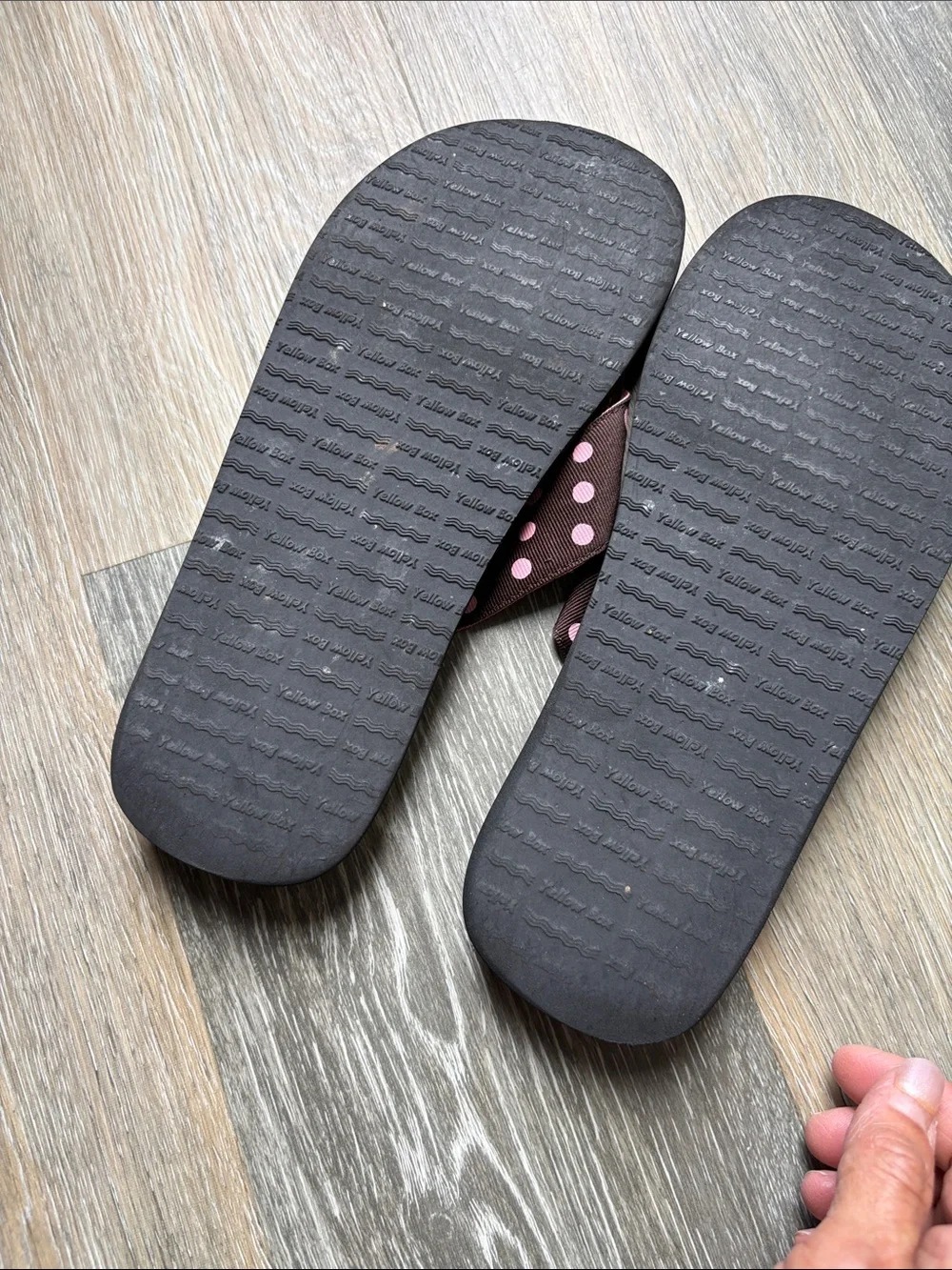 Yellow Box Black Footbed Pink Polka Dot Strap Sandals - Picture 4 of 4